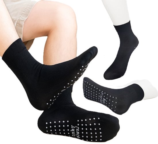 1 Paar Antislip Sportsokken Zwart - Ademend & Comfortabel - Yoga, Pilates en Indoor Fitness Sokken voor Jongeren en Volwassenen (Maat 35–41) van Merkloos
