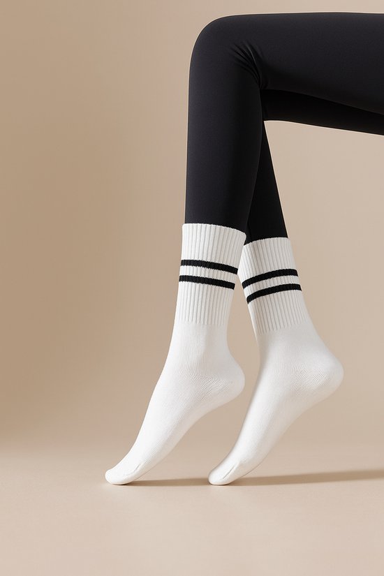 1 Paar Pilates Sokken - Yoga antislip sokken - Comfort - Grip – Unisex - Wit van Merkloos