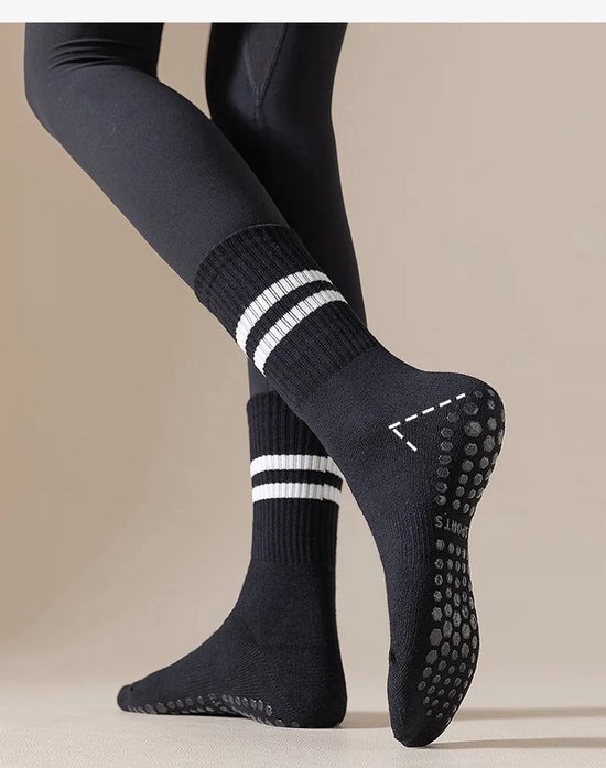1 Paar Pilates Sokken - Yoga antislip sokken - Comfort - Grip – Unisex - Zwart van Litamo