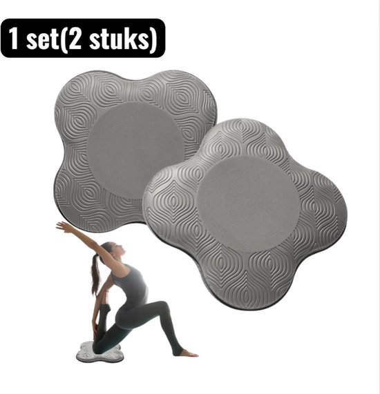 1 set(2 stuks) - Yogablokken - Extra Dik Yogakussen voor Knieën - Onderarmen - Balance en Core Training voor Planken - Lunges en Meditatie - Grijs