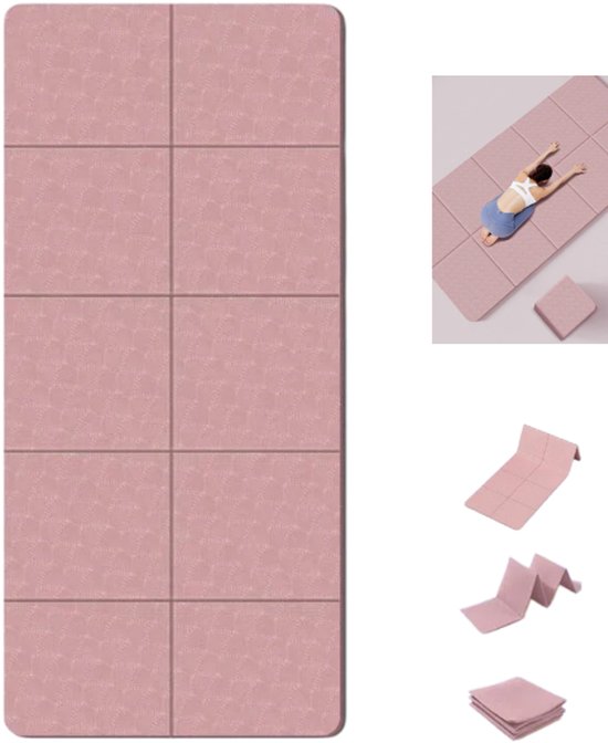 1 stuk - Opvouwbare yogamat - Opvouwbare oefenmat - Fitnessmat - Slaapmat - Antislip oefenmat - Roze - 183*61*0,6 cm - Draagbaar - Geschikt voor meditatie thuis, lichaamsbeweging, gebruik in de sportschool en dagelijkse activiteiten binnen en buiten