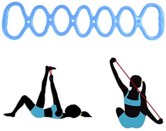 1 stuk - weerstandsband met zeven gaten - yoga-rekband - weerstandsband - yoga band - blauw - 12,5*61 cm - Thuis sporten - geschikt voor fitness, Pilates, yoga en fysiotherapie