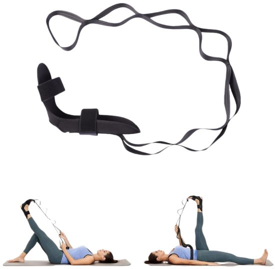 1 stuk - Yoga stretchband - Spierstrekband - Segmentale beenfascia-strekband - 7-segment yoga stretchband - Beenstrekker - Verbetert de flexibiliteit - Yoga-vormgeving - Comfortabele pasvorm -Zwart- 155*12,5 cm-Voor thuisworkouts, Pilates, gymnastiek