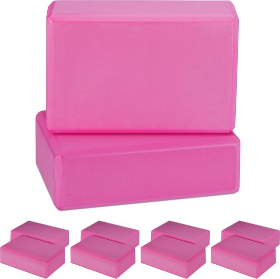 10x yoga blok - roze - hardschuim - yoga oefening van Merkloos
