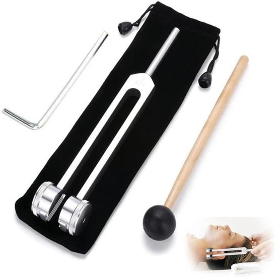 128 Hz Stemvork Met Hamer - Essentieel voor Yoga, Healing/klanktherapie - voor Helende Chakra, Klanktherapie, Stressvermindering - Aluminium van Merkloos