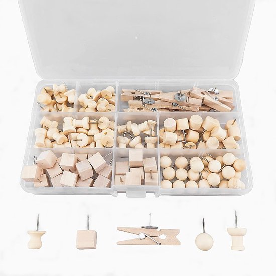 135 Pcs Wood Thumbtacks, 6 Styles Thumbtacks for Board Cork Thumbtacks for Wood - ShopVlot
