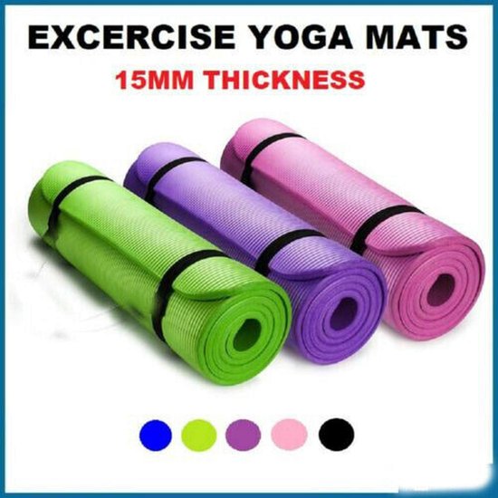 15 mm dikke antislip yogamat voor gewichtsverlies, meditatie, pilates en fitness.