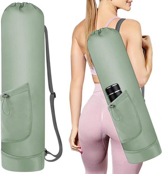 19×78cm - Groen - Yogamat opbergtas met waterflesvak - Verstelbare schouderbanden Yogamat houder Waterdichte yogatas met vak - Multifunctionele yogamat opbergtas - Waterdicht - Draagbaar van Huckleberry.