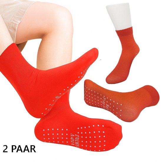 2 Paar Antislip Sportsokken Rood – Ademend & Comfortabel – Yoga, Pilates en Indoor Fitness Sokken voor Jongeren en Volwassenen (Maat 35–41) van ToeSox