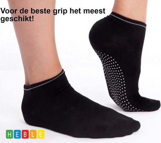 *** 2 paar Antislip Yoga-sokken - Dichte Tenen, Zwart - Goede grip - van Heble® *** van Merkloos