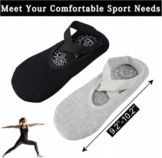 2 Paar Antislip Yoga Sokken met Kruisbanden - Ademend & Comfortabel
