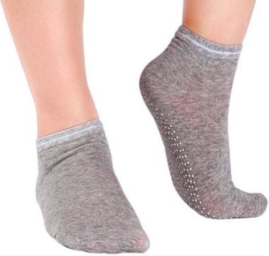 *** 2 paar Antislip Yoga-sokken(35 t/m 40) - Dichte Tenen, grijs- Goede grip - van Heble® *** van Heble®