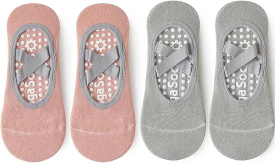 2 Paar Pilates Sokken Dames - Antislip Yoga Sokken