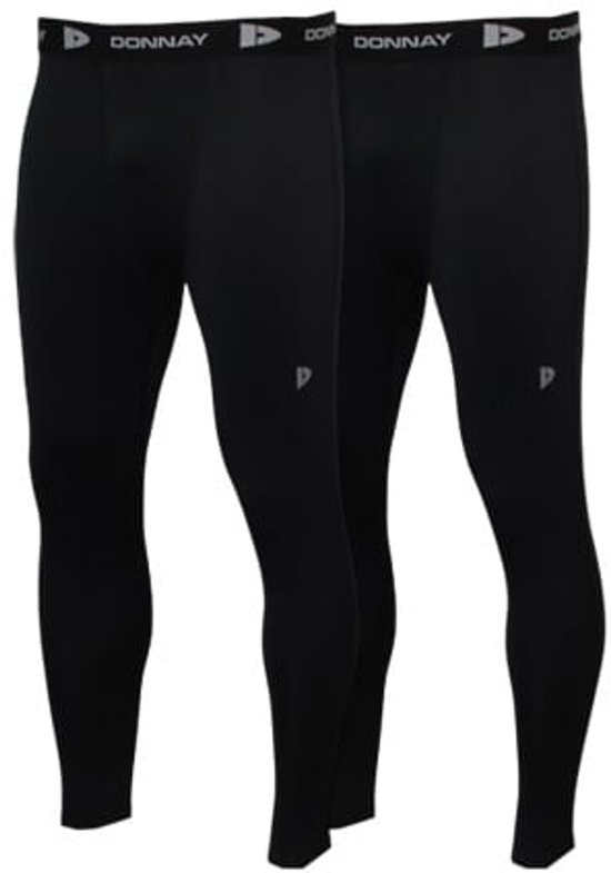 2-Pack Donnay - Compressie Legging - Thermo/Sportlegging - Heren - Black (010) - maat 3XL van Merkloos