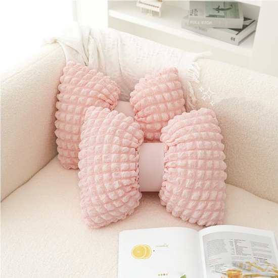2 Stuks- 35 X 32 Cm- Lendensteun- Decoratief Kussen in Strikvorm- Strikdesign- Lendensteunkussen voor Bedden, Banken en Woonkamers- Stijlvol Kussen voor Huisdecoratie- Roze