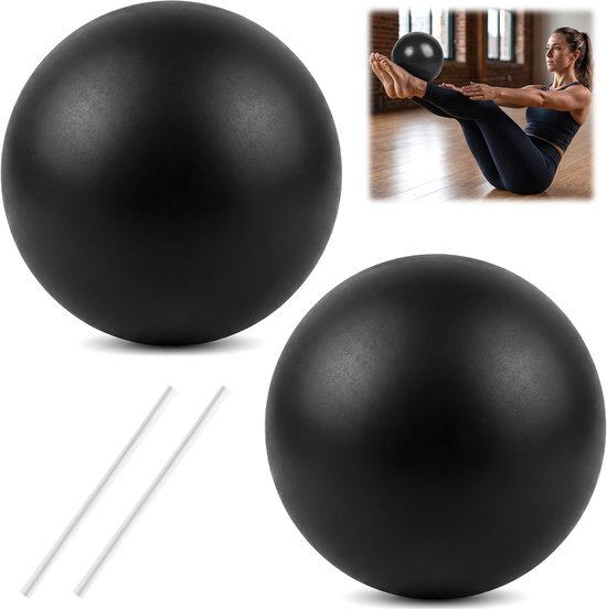 2 stuks antislip pilatesbal 23-25 cm voor yoga en gymnastiek, inclusief opblaasbuis, ideaal voor evenwichtsoefeningen en rekoefeningen
