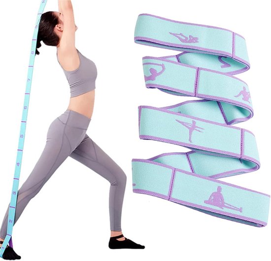 2 stuks Elastische Yogariem met 8 Lussen - Stretchband voor Yoga, Pilates & Gymnastiek - Ideaal voor Rek- en Krachttraining - Fitness Dehnband voor pilates, dansen, gymnastiek - Stretchband 85 cm