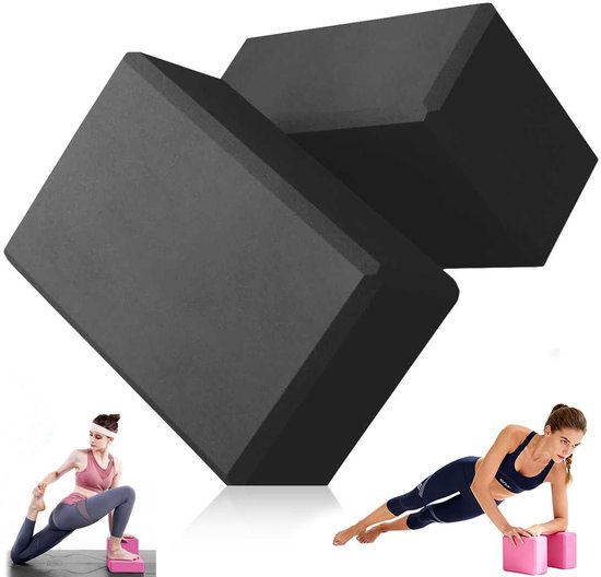 2 stuks - EVA yogablok - Yoga Schuimblok - Anti Slip - voor yoga en pilates thuissport - zwart