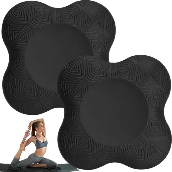 2 stuks kniepads voor yogapad, 20 x 20 cm, kniekussen, yoga, antislip, yoga, kniekussen, technisch rubber, kniebeschermers voor knieën, polsen, enkels, slijtvast, beschermt de knieën, zwart van TSLBW