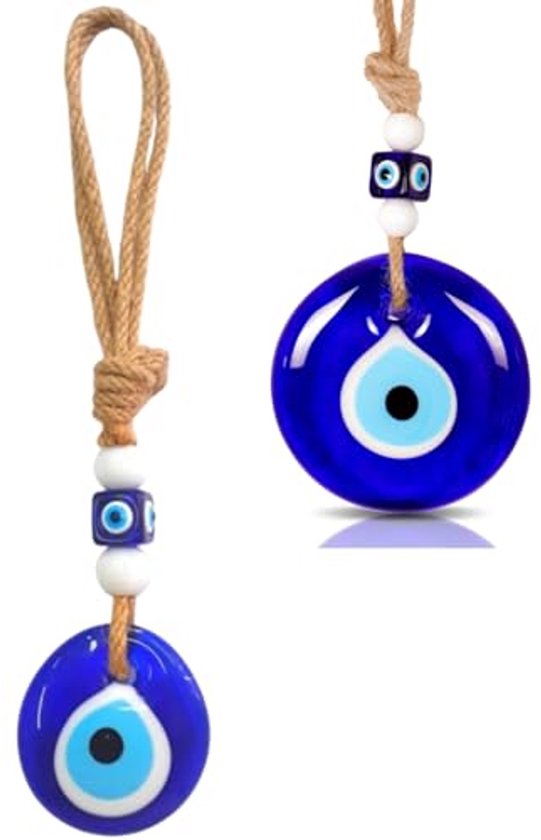 2 stuks Turks blauw oog amulet voor huis- en autodecoratie – boze oog hangdecoratie voor geluk en bescherming