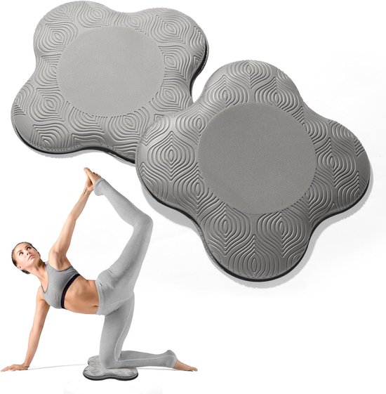 2 Stuks - Yoga Knie Kussens - Yoga Kniebeschermer Mat - Sport Balans Kussen - Pilates Mat - Antislip Yogamatten - Knee Pads - Kniestukken - Exercise Mat - Sportmat - Kniemat - Fitness - Voor Yoga, Fitness, Pilates - Grijs