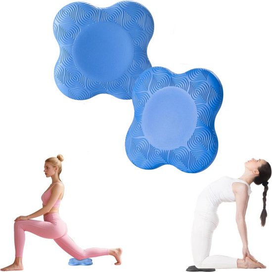2 stuks - Yoga kniebeschermers - Antislip yogamat - Oefenbalansmat - Voor yoga, fitness, stretchen en bescherming van knieën, ellebogen en enkels - Blauw - 20x20 cm - Geschikt voor yoga, pilates, tuinieren van Merkloos