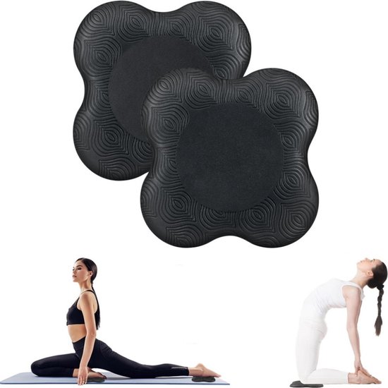 2 stuks - Yoga kniebeschermers - Antislip yogamat - Oefenbalansmat - Voor yoga, fitness, stretchen en bescherming van knieën, ellebogen en enkels - Zwart - 20x20 cm - Geschikt voor yoga, pilates, tuinieren van Merkloos