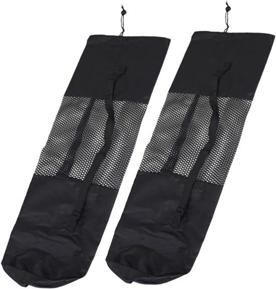2 Stuks - Yogamat Tas - Zwart - Polyester - Voor Yogamat van 180*80*0.8cm - Met trekkoord en riem - Sporttas - Opbergtas voor yoga mat - Draagbaar - Dames schoudertas van House of Goods