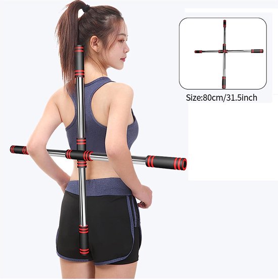 2 yogasticks, met gesp, stretchgereedschap, buckelcorrectie-sticks, houdingcorrectiestokken, open schouders, open rug, duurzame turnen, lichaamsvorm voor indoorsporten van Merkloos