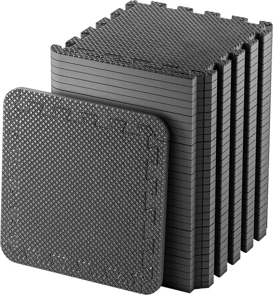 24 stuks antislip EVA Gym Foam Mat 305 x 305 cm zwart puzzelvloertegels voor thuis training garage van VidaXL