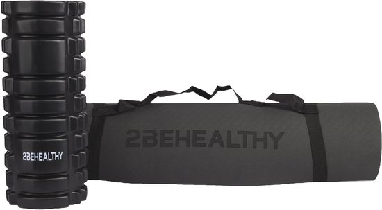 2BEHEALTHY Yogamat & Foamroller Set - Yogamat Antislip 0,8 m - Sportmat - Joga Mat - Fitnessmat - Meditatiemat - Exercise Mat - Massage Roller - Foamrol van Merkloos