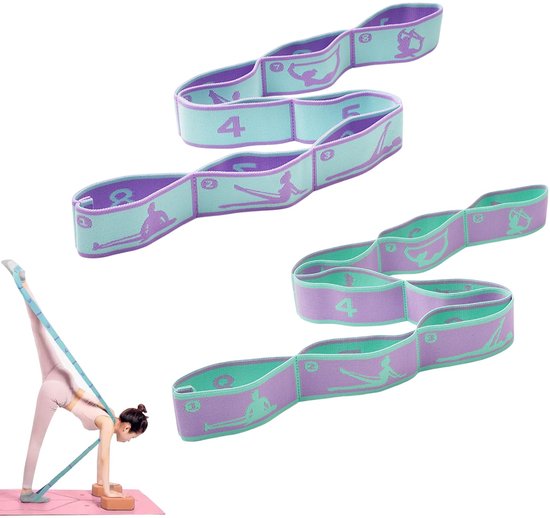 2pcs Yoga Stretching Bands, Gymnastics Band, Elastic, Stretch Band with Loops for Pilates, Fitness, Stretching Training - 2 Color van Merkloos