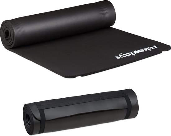 2x yogamat dik - sportmat - workout matje - jogamat - joga matje - zwart van Merkloos