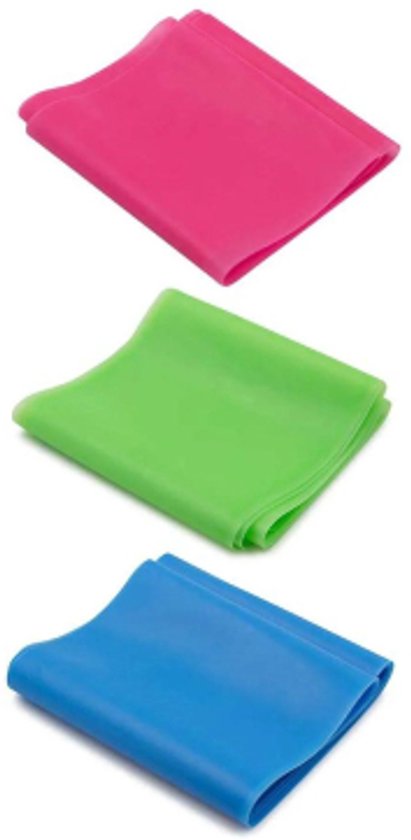 3 items - Weerstandsband - Yoga-rekband - Schouderweerstandsband - Fitnessband (blauw + rood + groen)