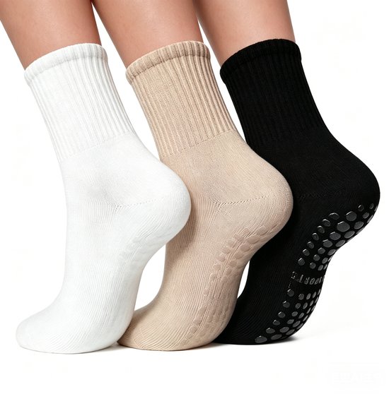 3 paar anti-slip pilates sokken dames met grips