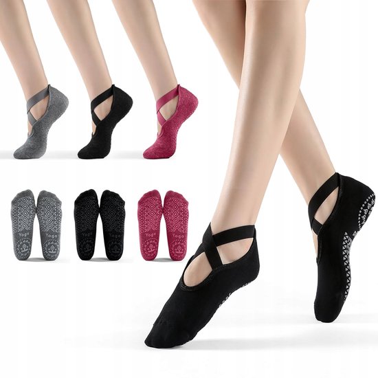 3 Paar Antislip Sokken voor Dames - Yoga, Pilates, Dans