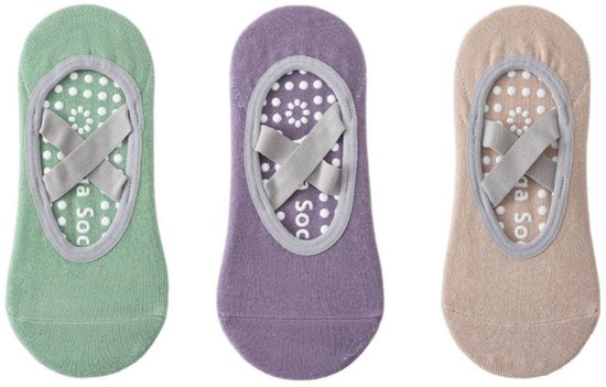 3 paar antislip yoga sokken voor dames - Yoga Pilates-sokken - antislip sokken - Meisjes antislipsokken - Vochtafvoerende vloersokken - Ademende sokken Fitness balletsokken - 36-40