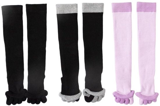 3 paar sokken met vijf tenen scheidingen - orthopedische compressiekousen - onzichtbare yoga sokken - voor yoga, sport, fitness, voetcorrectie, pijn en massage van Merkloos