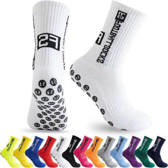 3 paar Voetbalsokken met Antislip Grip voor Heren en Dames - Ideaal voor Sport - Voetbalkleding met Grip - Zwart/Blauw/Rood