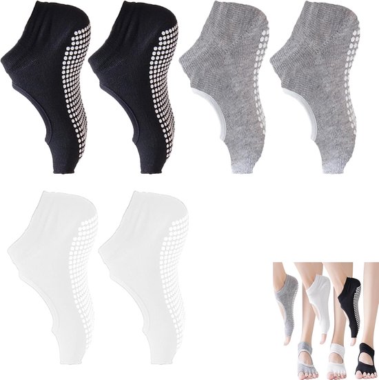 3 Paar Yogakousen Dames - Antislip, Teenloos, Ademend & Comfortabel