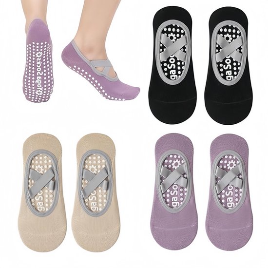 3-Pack - Pilates Sokken - yoga sokken antislip dames - Ballerinas sokken - voor Pilates, Yoga & Thuisworkout - Voor Dames van Merkloos