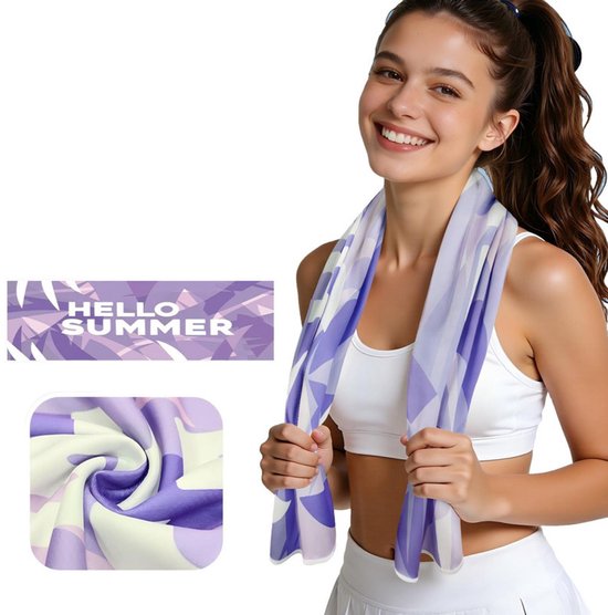 30x100 cm Koelhanddoek – Sneldrogende zomerhanddoek – Sporthanddoek – Yogamat-handdoek – Fitnesshanddoek om zweet af te vegen – Handdoek met print – Draagbare fitnesshanddoek – Unisex – Zweetafvoerend voor fitness, yoga, hardlopen, zwemmen en meer
