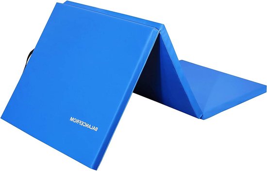 38-cm-dikke drievoudige opvouwbare oefenmat met handgrepen voor MMA gymnastiek en thuisgym - blauw