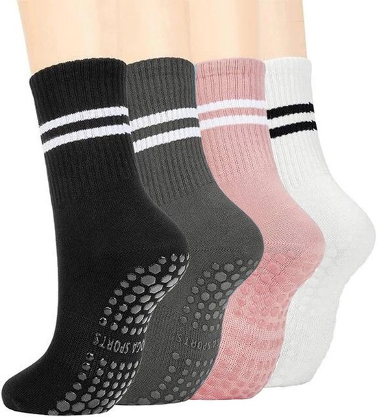 4 Paar Antislip Gripsokken voor Yoga, Pilates en Fitness voor Dames