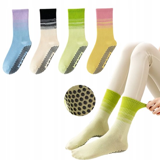 4 Paar Antislip Sokken Dames voor Yoga, Pilates & Fitness