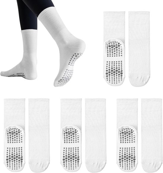4 Paar Antislip Sokken Dames - Yoga, Pilates, Ballet - Wit