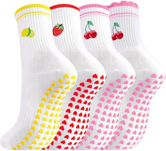 4 Paar Antislip Sokken Dames - Yoga, Pilates, Fitness - Maat 35-39