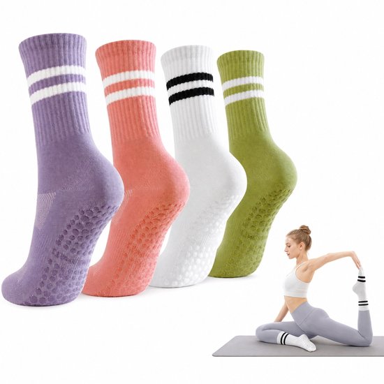 4 Paar Antislip Sokken voor Yoga - Ademend & Comfortabel