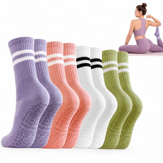 4 Paar Antislip Sokken voor Yoga, Fitness & Pilates