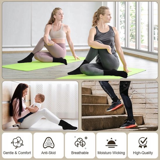 4 Paar Antislip Sokken voor Yoga, Pilates, Fitness & Dans